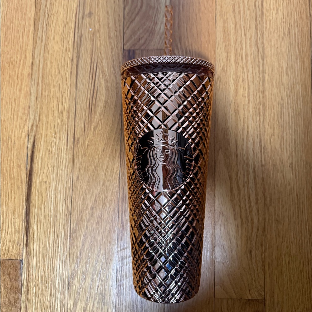 Starbucks 2023 Winter Holiday Rose Gold Jeweled Tumbler